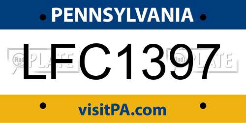 LFC1397 Pennsylvania License Plate