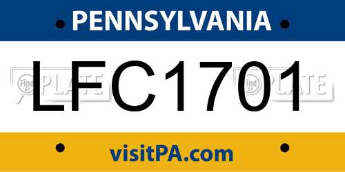LFC1701 Pennsylvania License Plate