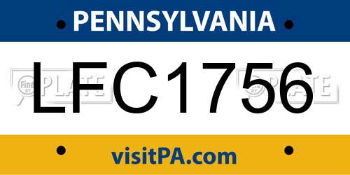 LFC1756 Pennsylvania License Plate