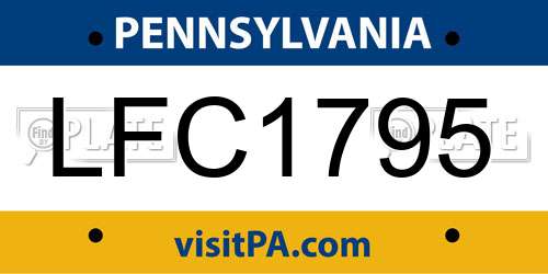 LFC1795 Pennsylvania License Plate