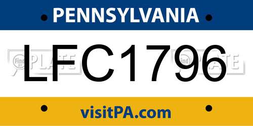 LFC1796 Pennsylvania License Plate