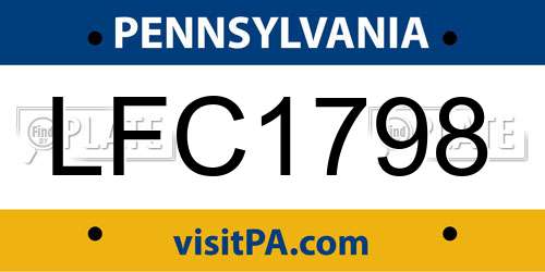 LFC1798 Pennsylvania License Plate