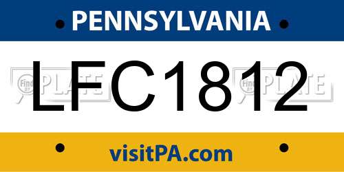 LFC1812 Pennsylvania License Plate