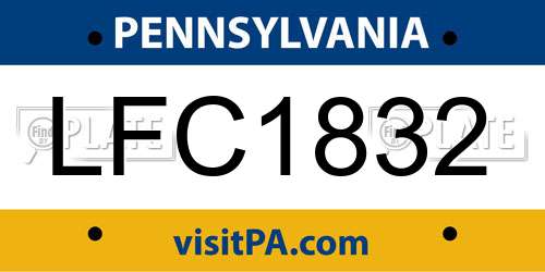LFC1832 Pennsylvania License Plate