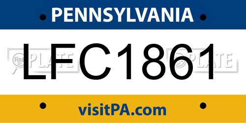 LFC1861 Pennsylvania License Plate