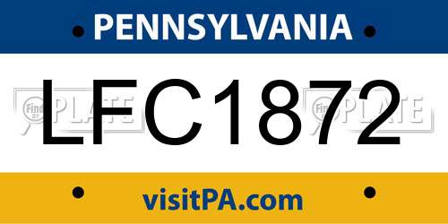 LFC1872 Pennsylvania License Plate