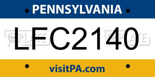 LFC2140 Pennsylvania License Plate
