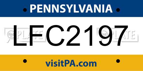 LFC2197 Pennsylvania License Plate