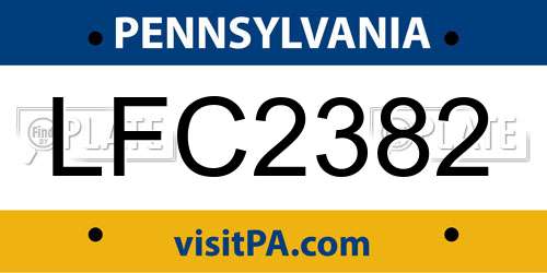 LFC2382 Pennsylvania License Plate