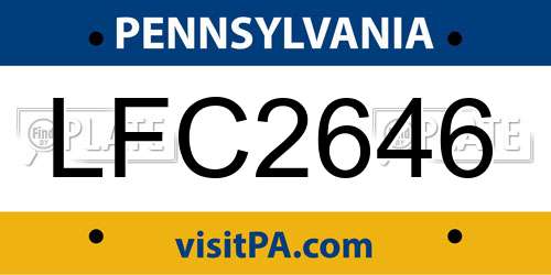 LFC2646 Pennsylvania License Plate