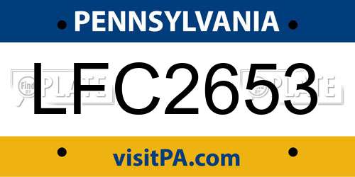 LFC2653 Pennsylvania License Plate