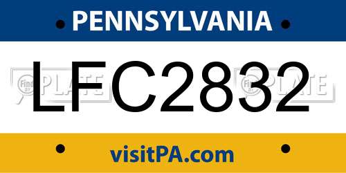 LFC2832 Pennsylvania License Plate