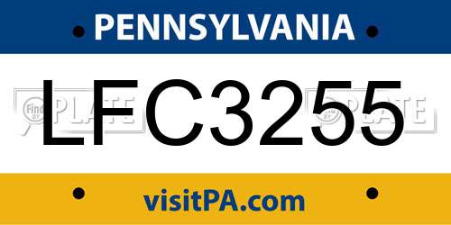 LFC3255 Pennsylvania License Plate