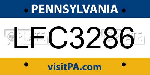 LFC3286 Pennsylvania License Plate