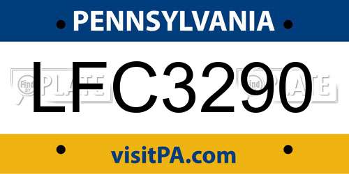 LFC3290 Pennsylvania License Plate