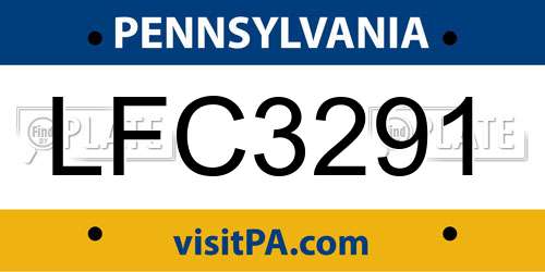 LFC3291 Pennsylvania License Plate