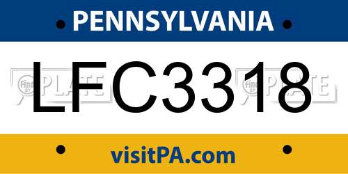 LFC3318 Pennsylvania License Plate