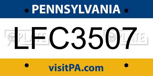 LFC3507 Pennsylvania License Plate