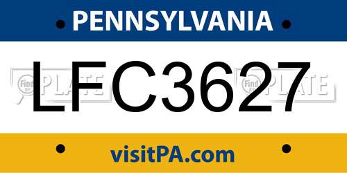 LFC3627 Pennsylvania License Plate