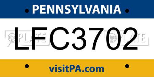 LFC3702 Pennsylvania License Plate
