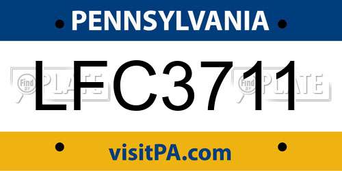 LFC3711 Pennsylvania License Plate