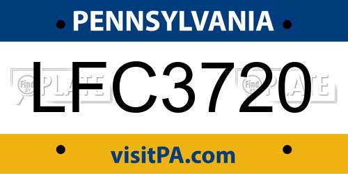 LFC3720 Pennsylvania License Plate