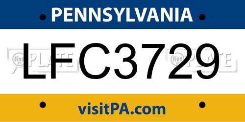 LFC3729 Pennsylvania License Plate