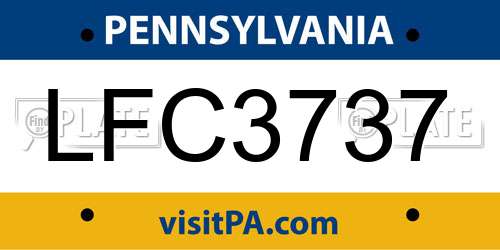 LFC3737 Pennsylvania License Plate