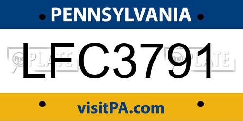 LFC3791 Pennsylvania License Plate