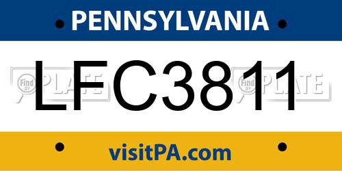 LFC3811 Pennsylvania License Plate