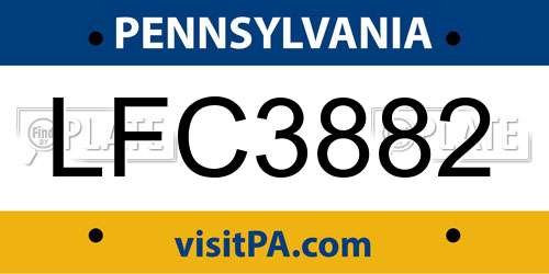 LFC3882 Pennsylvania License Plate