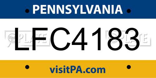 LFC4183 Pennsylvania License Plate
