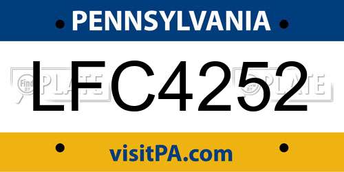 LFC4252 Pennsylvania License Plate
