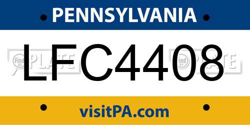 LFC4408 Pennsylvania License Plate