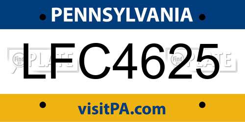 LFC4625 Pennsylvania License Plate