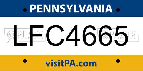 LFC4665 Pennsylvania License Plate