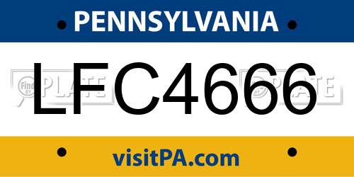 LFC4666 Pennsylvania License Plate