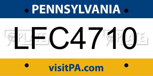LFC4710 Pennsylvania License Plate