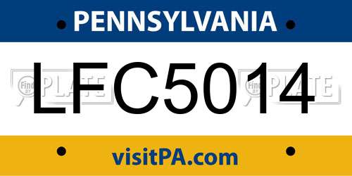 LFC5014 Pennsylvania License Plate