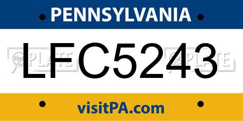 LFC5243 Pennsylvania License Plate