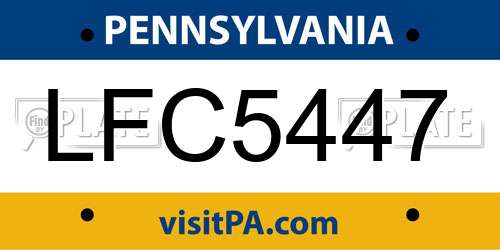LFC5447 Pennsylvania License Plate