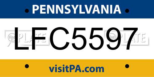 LFC5597 Pennsylvania License Plate