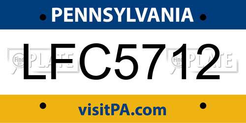 LFC5712 Pennsylvania License Plate