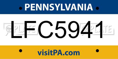 LFC5941 Pennsylvania License Plate