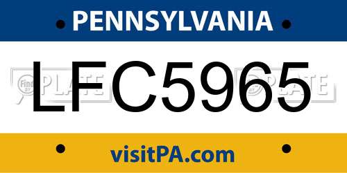 LFC5965 Pennsylvania License Plate