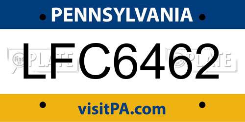 LFC6462 Pennsylvania License Plate