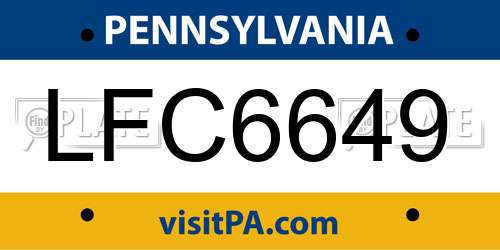LFC6649 Pennsylvania License Plate