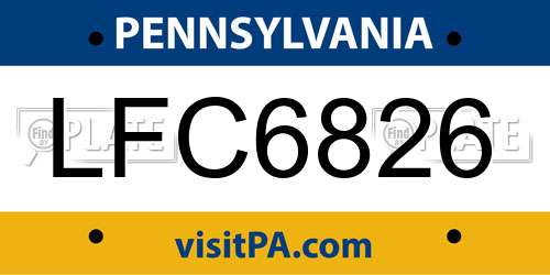LFC6826 Pennsylvania License Plate
