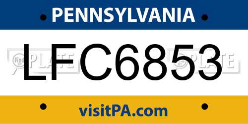 LFC6853 Pennsylvania License Plate