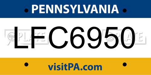 LFC6950 Pennsylvania License Plate